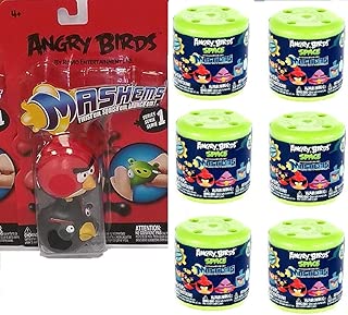 Tech4Kids Set of 8 Angry Birds Mashems 1 Red Bird and Black Bird, 2 Blue Space Ice Birds, 2 Red Space Birds, 2 Space Eggs Mash'Ems Toy Figures Space