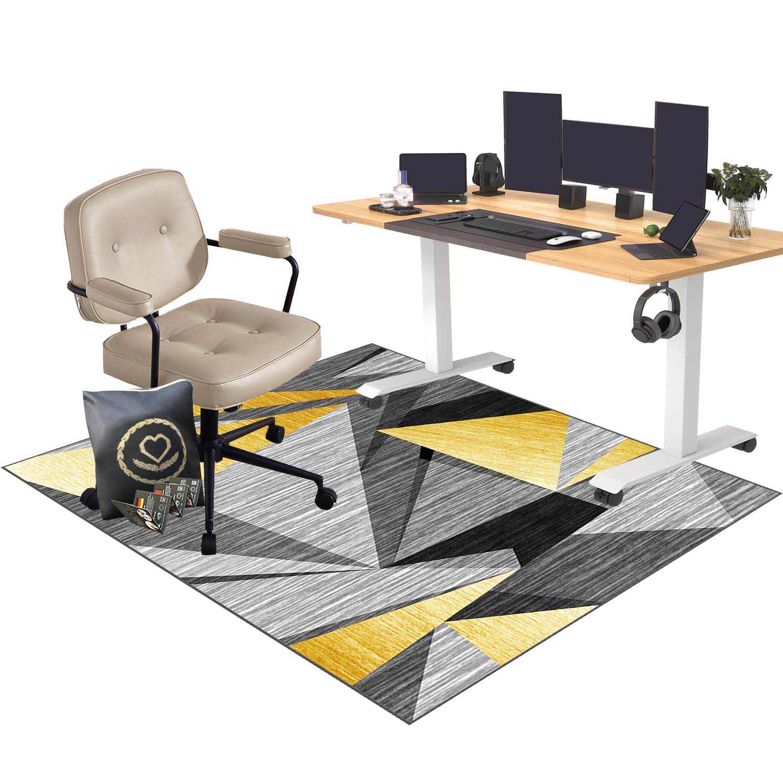 EYKWKB Floor Protector for Rolling Chair Office Chair Mat for Hardwood Floor Gaming Chair Mat Carpet Chair Mats Hard-Floor Chair Mats Non Slip Desk Chair Mat for Carpeted Floors Gaming Rug 60 x 70 cm