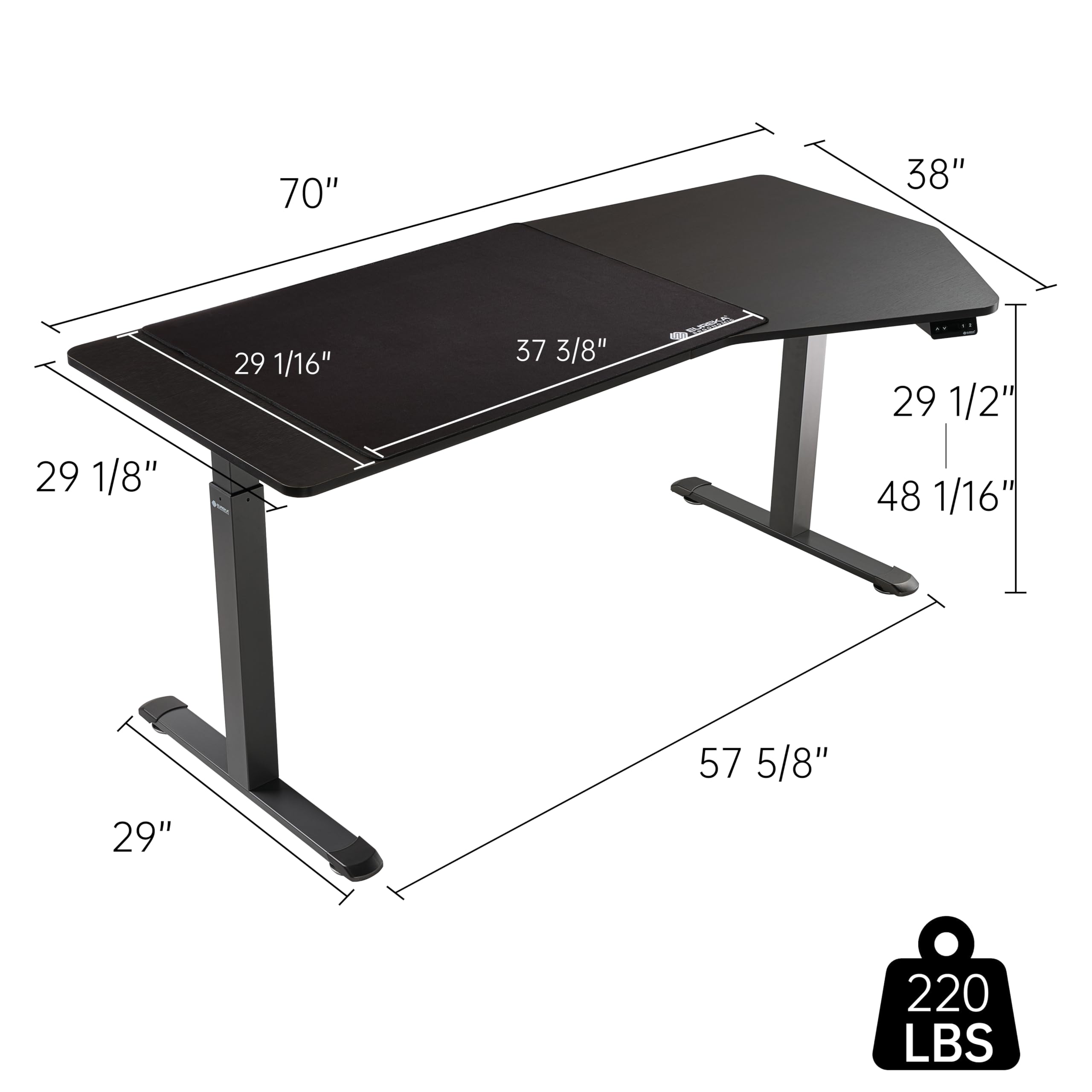 EUREKA ERGONOMIC Standing Desk Adjustable Height 70 x30 Sit to Stand Desk Computer Desk for Home Office Large — view 3