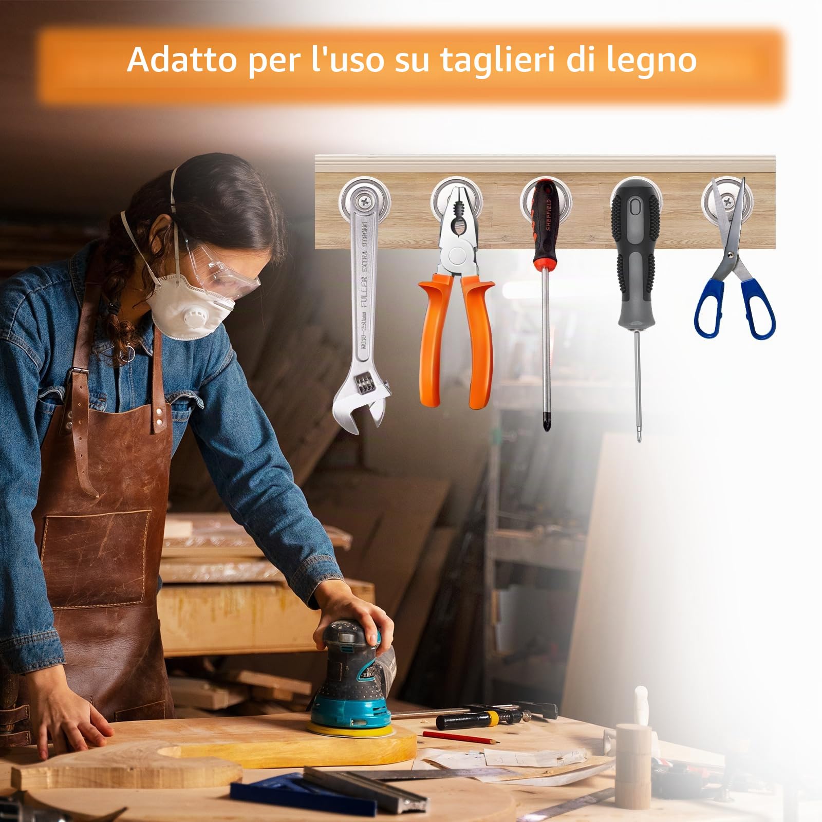 Magnete al neodimio extra forte, 20 pezzi, 20 mm, 10 kg, con capsula, calamite a testa svasata con viti e cuscino in acciaio per cucina