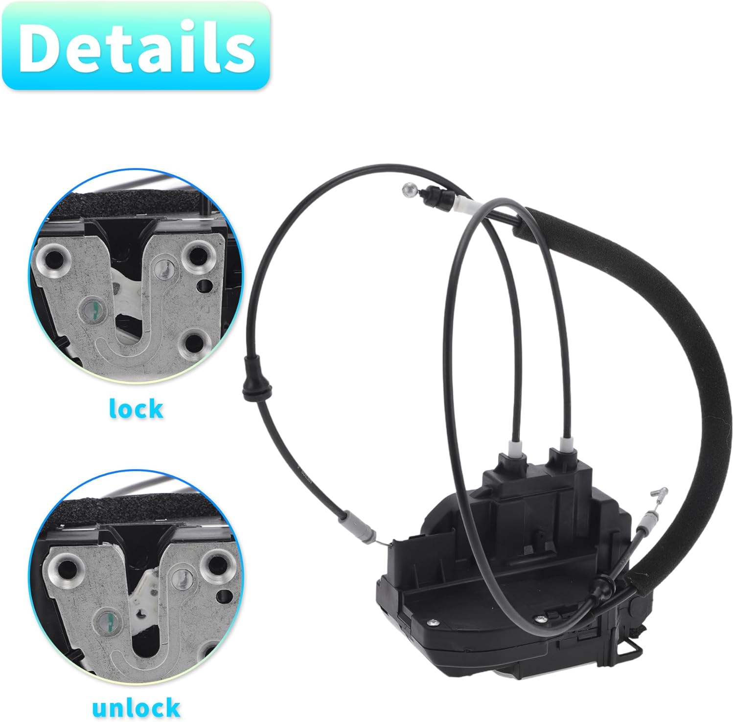 X AUTOHAUX Replacement Rear Left Driver Side Power Door Lock Actuator Motor with Cable for Nissan Armada 2005-2008 for Infiniti QX56 2004-2008 Door Latch Actuator Assembly No.825017S00A Black