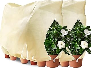 Voile d'Hivernage pour Plantes Extérieur 120x180 cm 2 PCS Housses Hiver Plantes Protection Antigel avec Fermeture éclair et Cordon Tissu non Tissé Résistant au Vent pour Plantes en Pot Extérieur