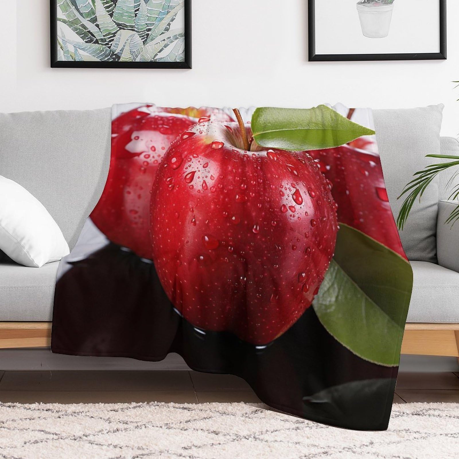 Plaid en flanelle douce et confortable à motif pomme rouge