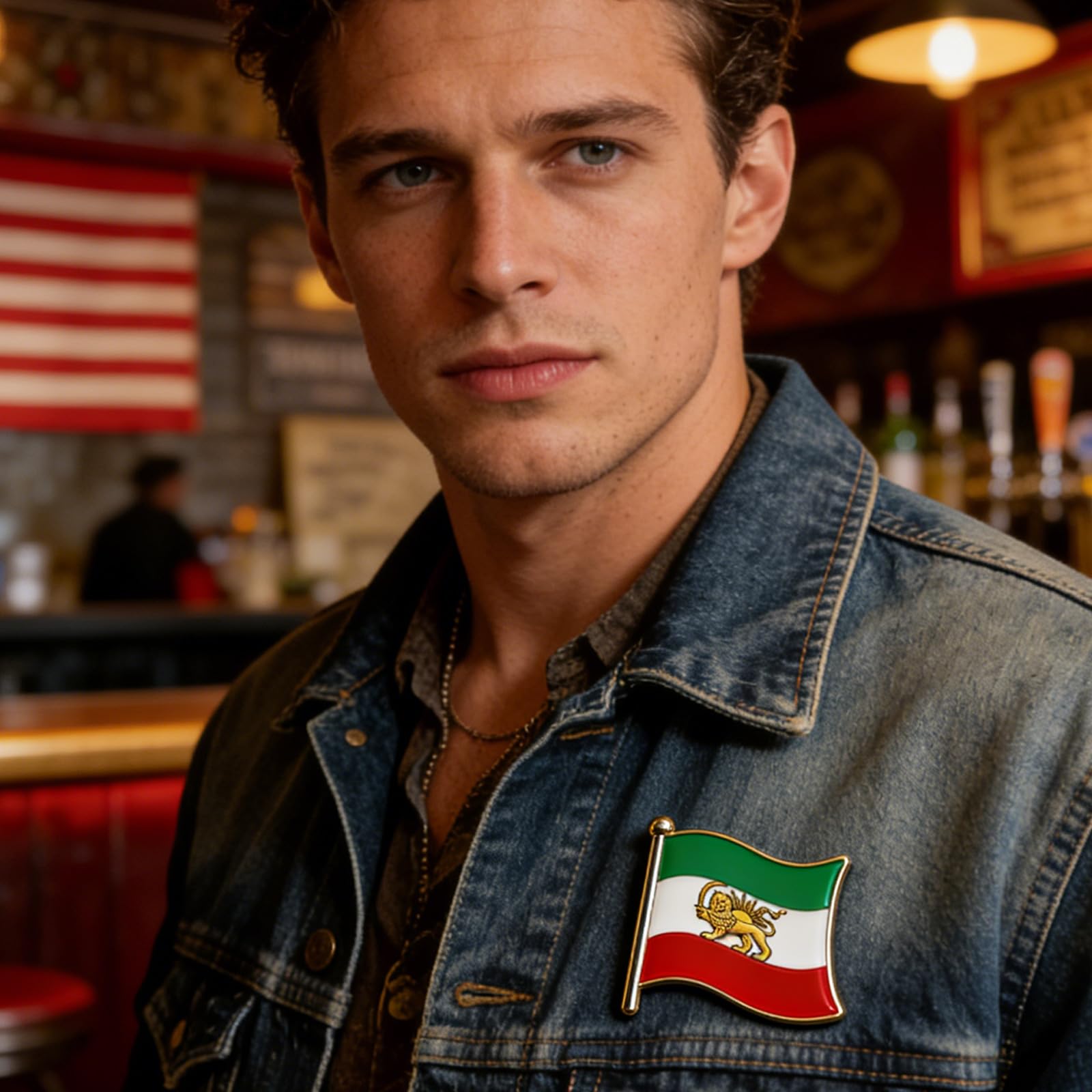 Elegante insignia de la bandera de los Leones de Irán, resistente, ligera, de acero inoxidable, ideal para eventos y viajes, pin coleccionable de la tradición iraní