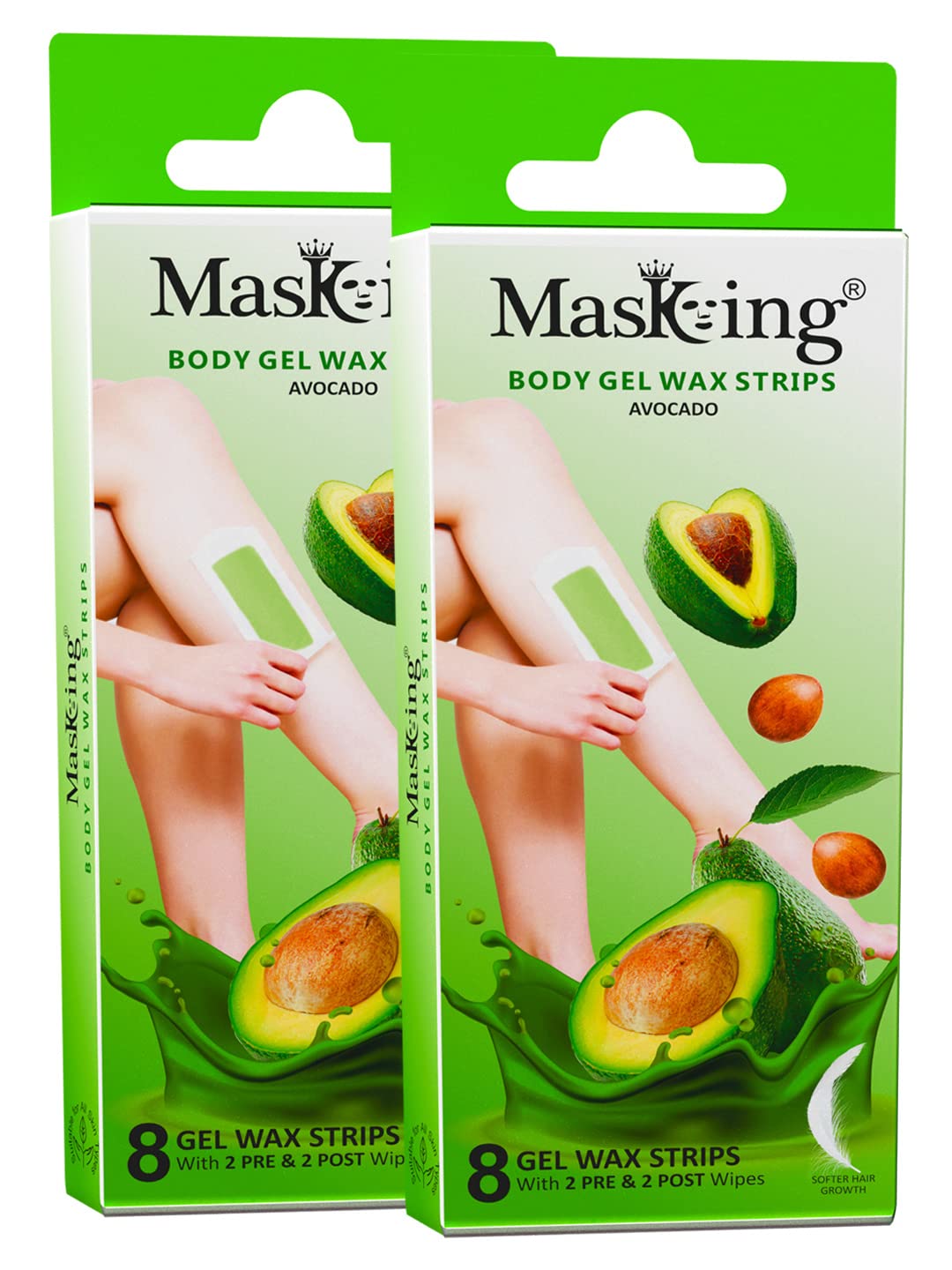 Masking Avocado Full Body Gel Waxing kit for All Skin Type, Ready to use Gel Wax Strip Hair Removal for Women, Pack of 2 (1 BOX - 08 Strip with 2 Pre & 2 Post Wipe)-image-14
