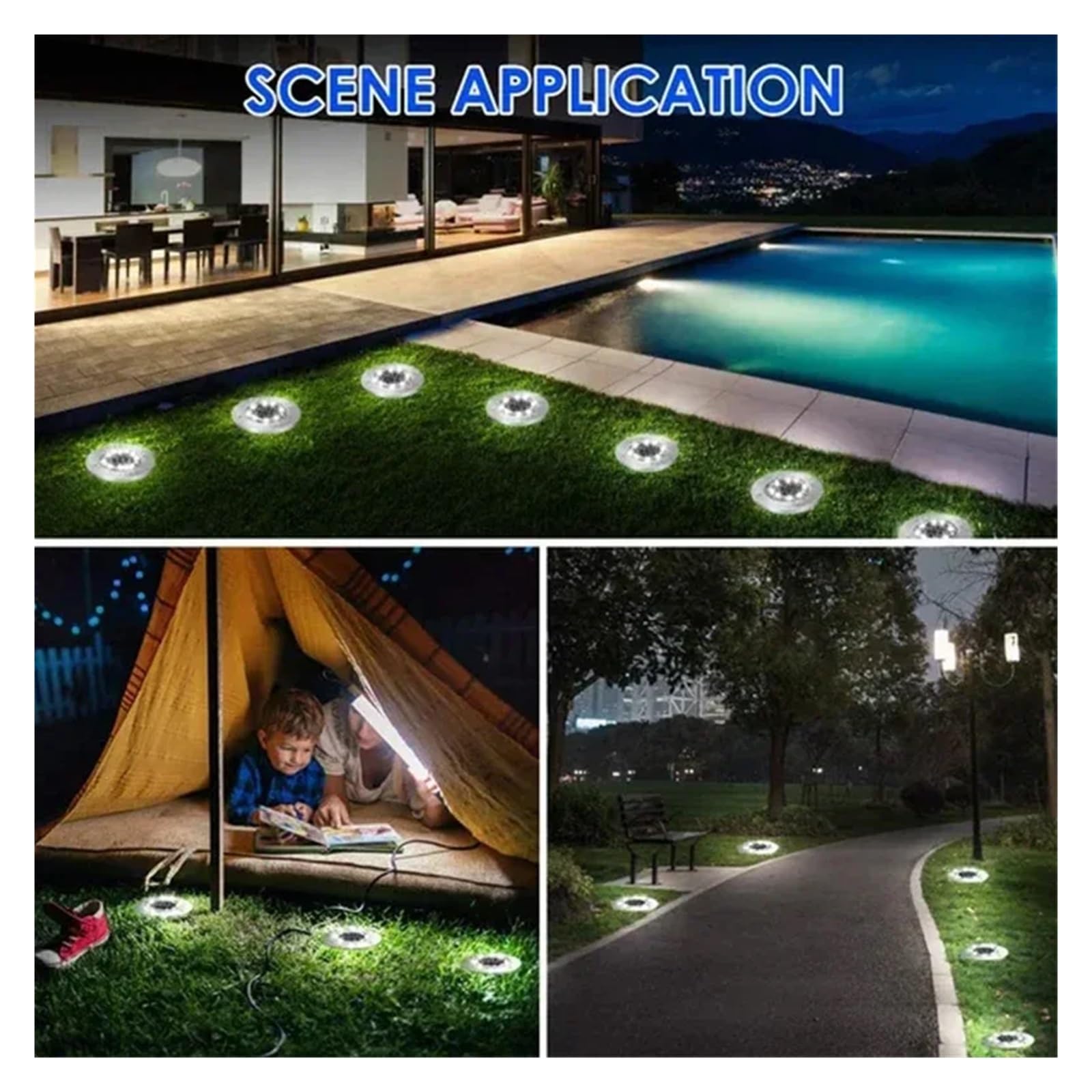 8LED/20 Luce A Disco A Energia Solare Giardino Esterno Sotterranea Da Ponte Faretto Lampada A Led Interrata Decorazione Del Luminoso Ed Elegante(20LED-White,4Pcs)