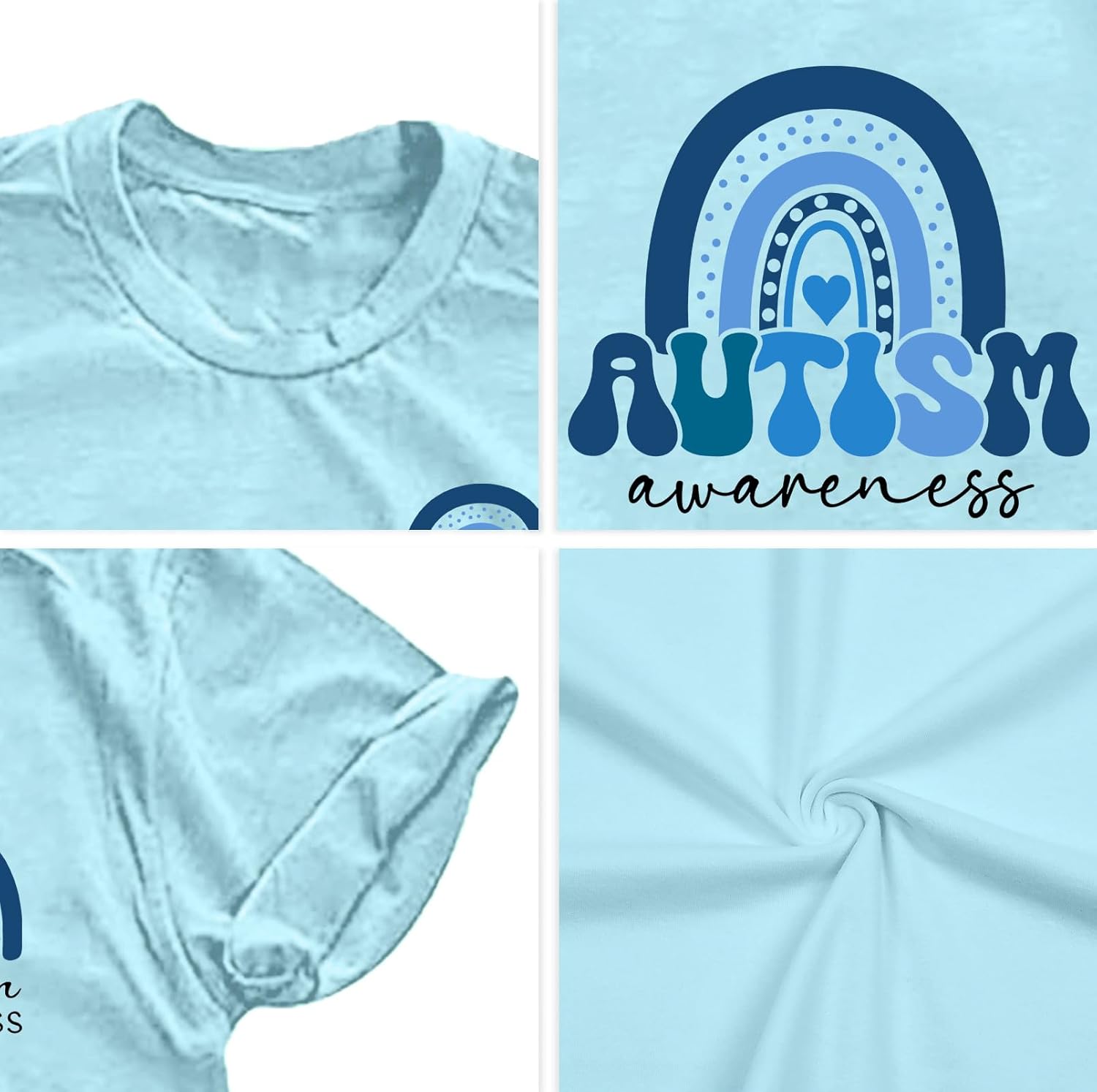 Autism Awareness Shirt Women Autism Acceptance Mom Shirts Graphic Mental Health T-Shirt Inspirational Short Sleeve Top