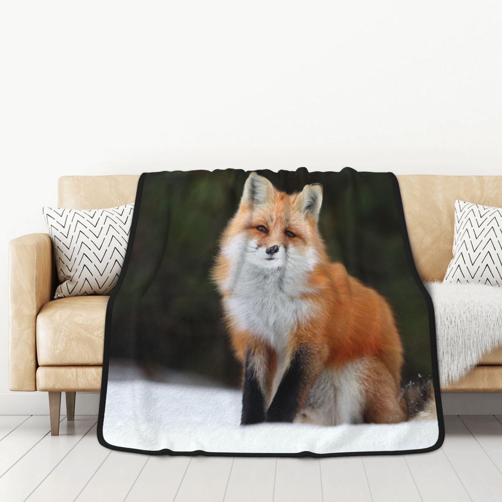 Fuchs-Decke Aus Plüsch-Flanell, 150x130 Cm Oder 200x150 Cm, Weich & Warm – Für Sofa, Bett, Camping, Als Geschenk Für Tierliebhaber