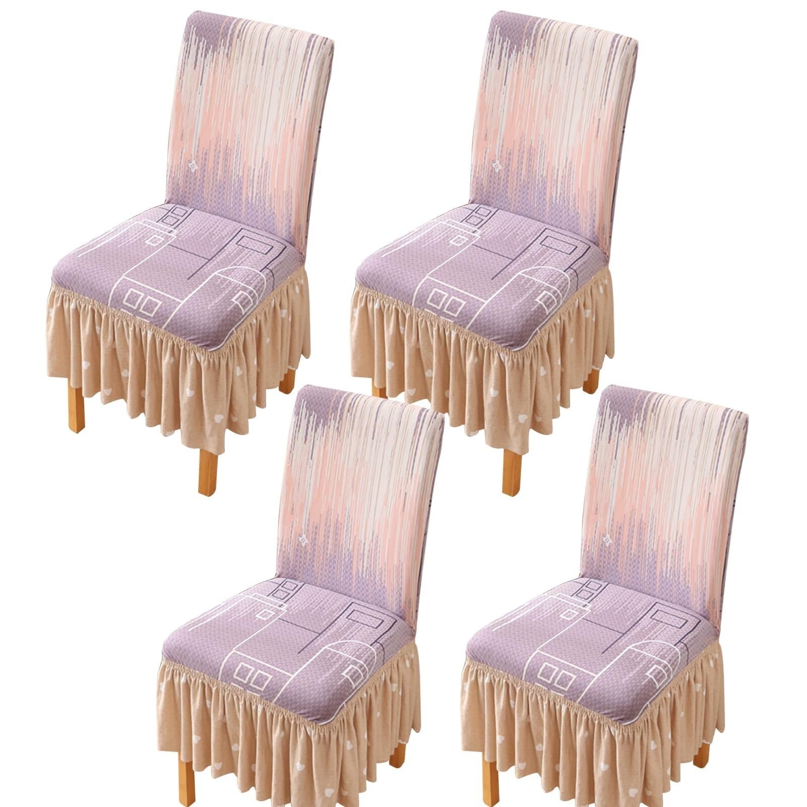 NMVAWIPT Dining Chair Covers With Skirt, Stretch Milk Silk Slipcovers, Full Protection, Fits Most Dining/Kitchen Chairs(3,4Pcs)