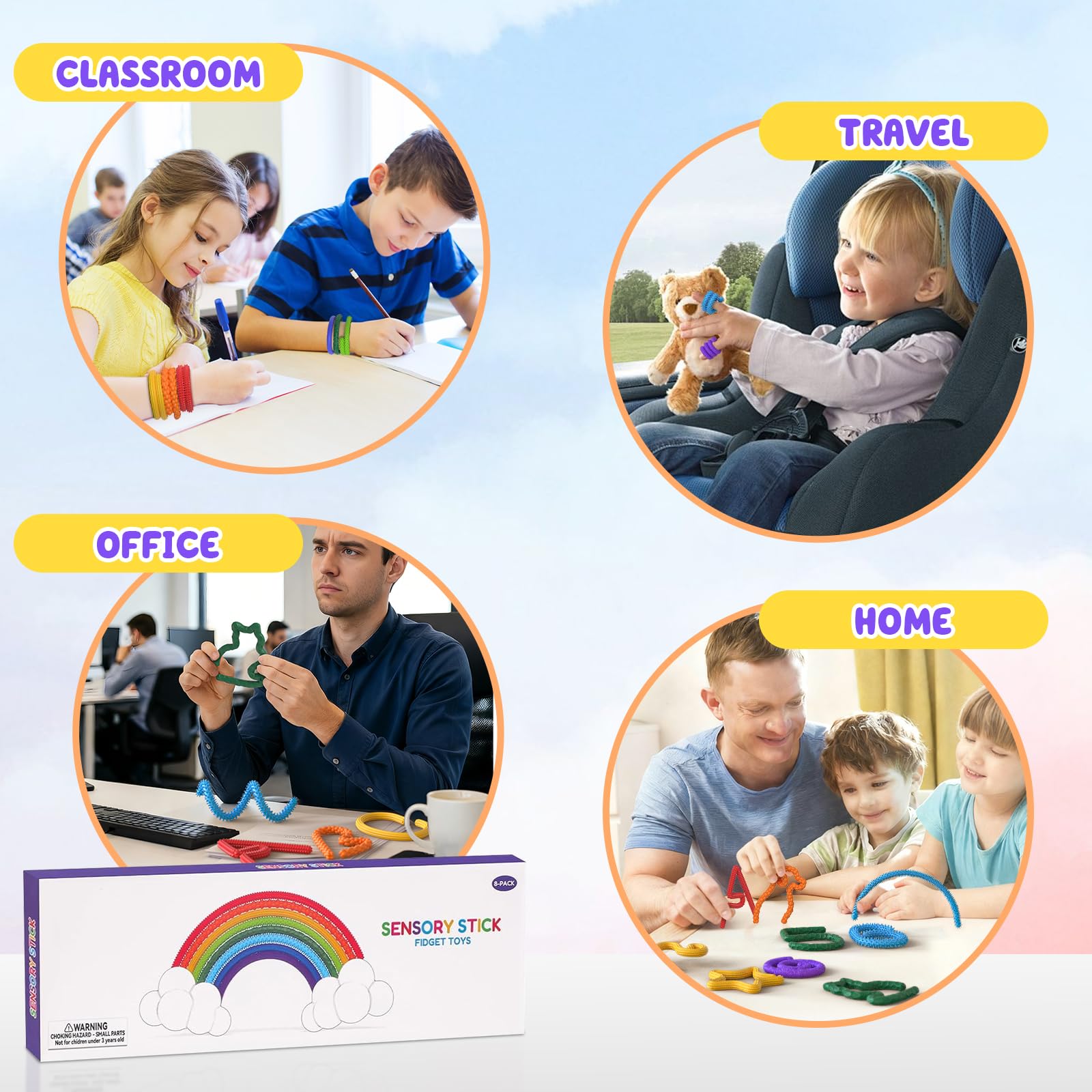 Fidget Toys silikonowy drążek sensoryczny 8P