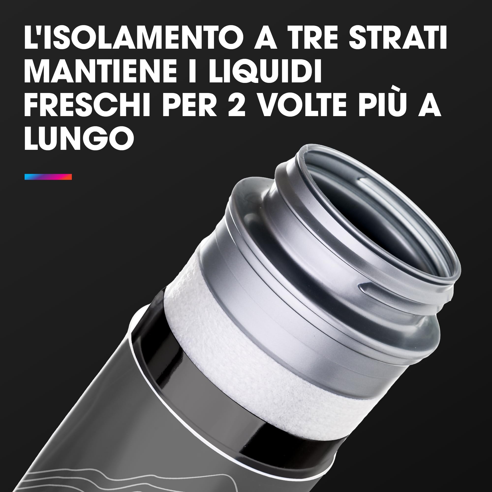 HydraPak Polar Surge Borraccia termica per bici - Borraccia ad alto flusso, per ciclismo e sport (Black, 700 ml)