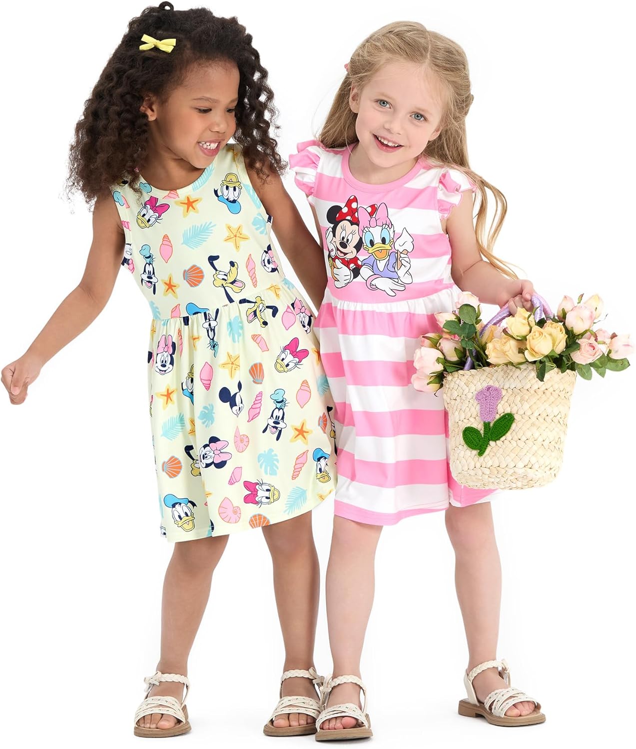 Disney Frozen Elsa Princess Minnie Mouse Stitch Toddler Girl Dresses 2 Pack Long Ruffle Sleeve Costume Set Outfit 2-13 Years - Image 3