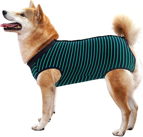 LIANZIMAU Traje de recuperación quirúrgica para perro, heridas abdominales transpirables y protege la piel, anti lamer, cono E, collar alternativo