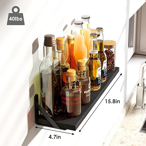 Miniatura 3 de Fixwal - Estantes flotantes, ancho 4.7 pulgadas, juego de 8 estantes de pared de madera rústica, estantes de almacenamiento de pared