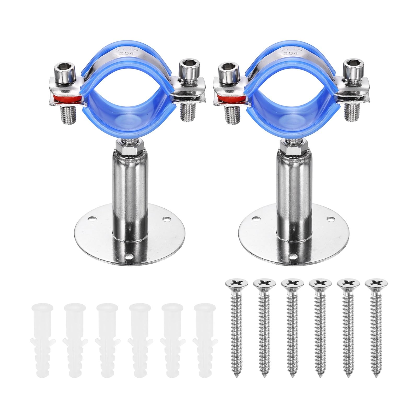 Bfndsseou 25-27Mm 304 Stainless Steel Adjustable Pipe Bracket Clamp