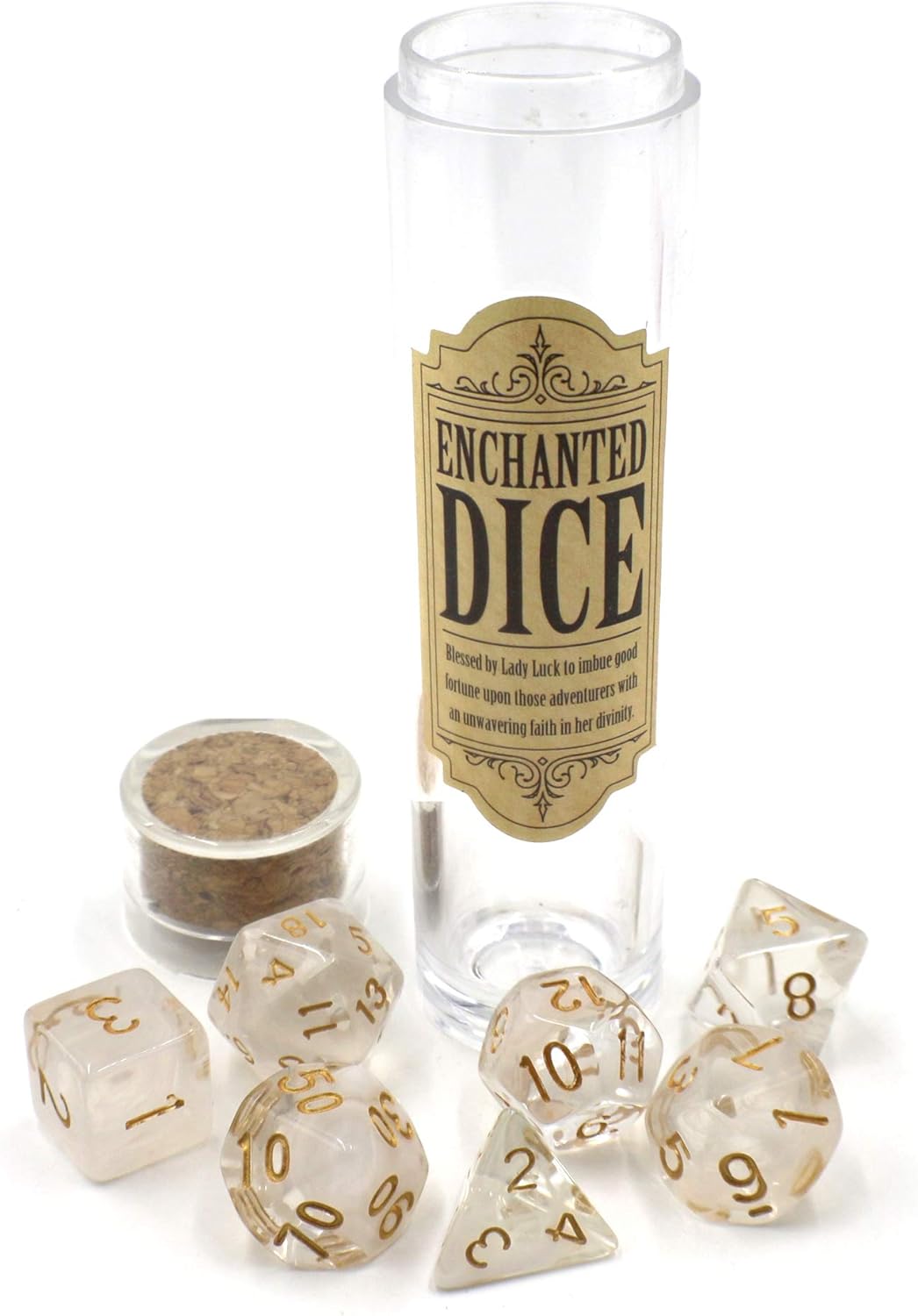 Enchanted Dice - TRPG Polyhedral Die Set for D&D (Gold Smoke)