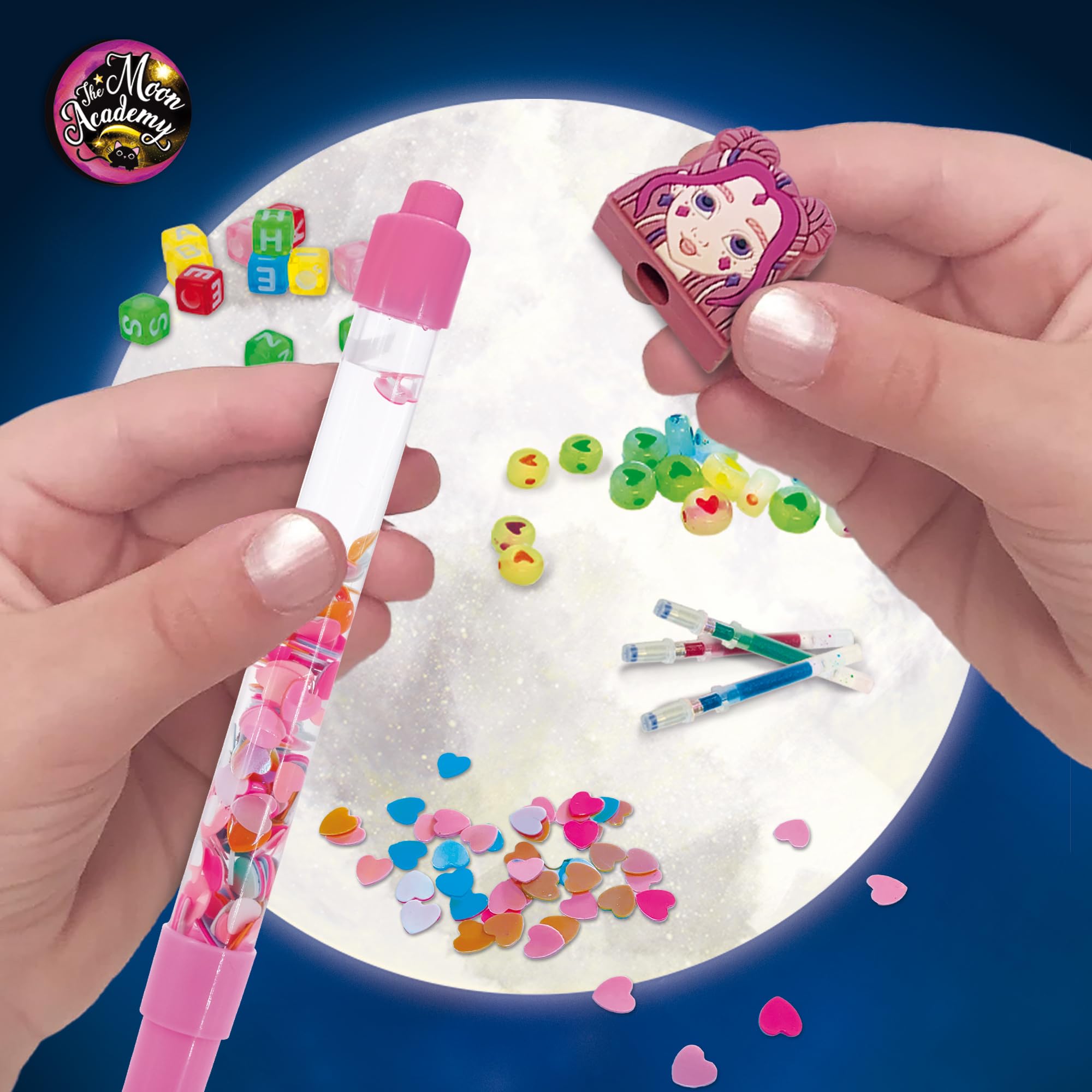 Lisciani - THE MOON ACADEMY - Moon Magic Pens and Diary - Moon Academy Journaling Pen Kit - Do it Yourself pens, stickers and journal included - Gift Idea For 7+ - Creation Kit - Image 3