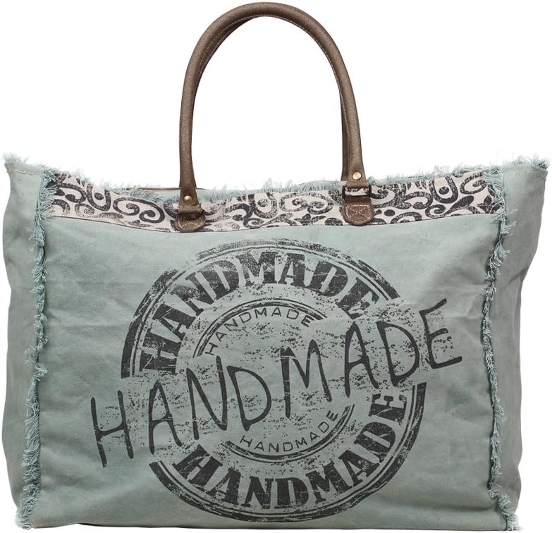 Myra Bag Handmade Upcycled Canvas Weekender Bag S-1197