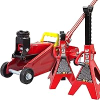 BIG RED T82001 2 Ton Hydraulic Floor Jack Combo with 2 Jack Stands - Heavy Duty Steel for Cars Trucks SUVs
