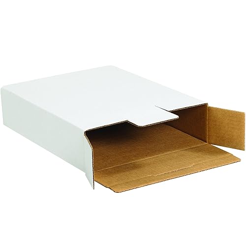 Aviditi Cajas de correo con bloqueo de carga lateral corrugado, color blanco, 12 18" x 11 58" x 2 58", paquete de 50, a prueba de aplastamiento,