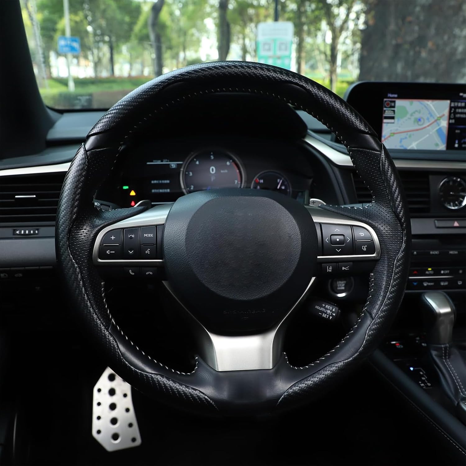 Car Carbon Fiber Steering Wheel Cover, 3pcs Segmented Anti-Slip Steering Wheel Protector for Men and Women, Suitable for 99% of Cars on The Market