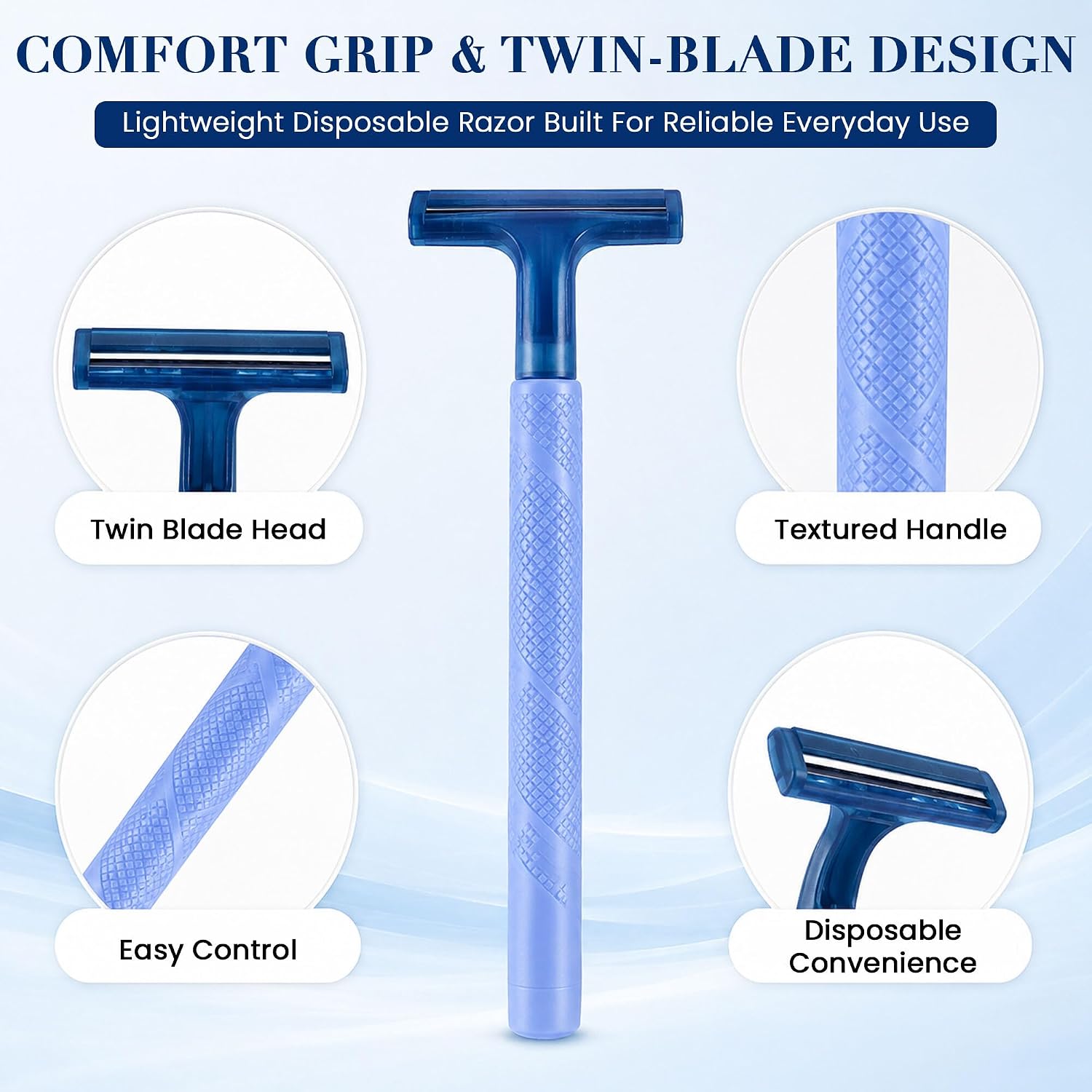 YACHT & SMITH 200 Pack Disposable Double Blade Razors, Individually Wrapped Bulk Razors, Wholesale Shaving Supplies