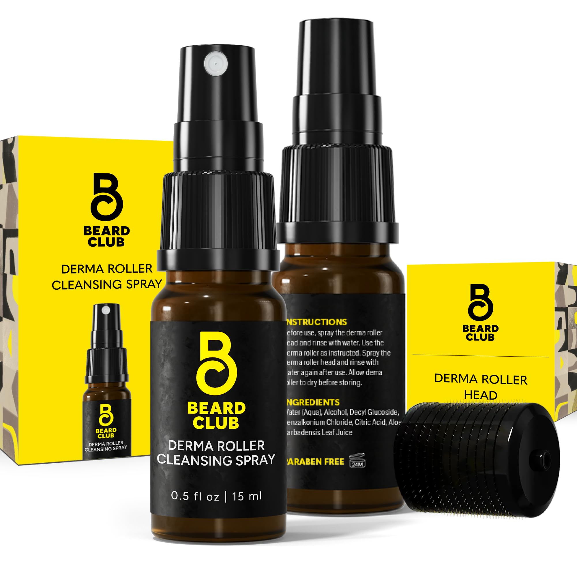 The Beard Club Derma Roller Replacement Head Cleansing Spray - 0 3mm Titanium Microneedles - Replace Clean and
