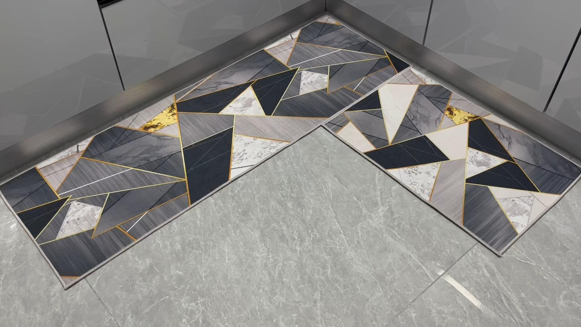 Set 2 Tappetini Da Cucina Antiscivolo - Impermeabili, Design Geometrico, 43x75 Cm E 43x150 Cm, Velluto Cristallo - Foto 9