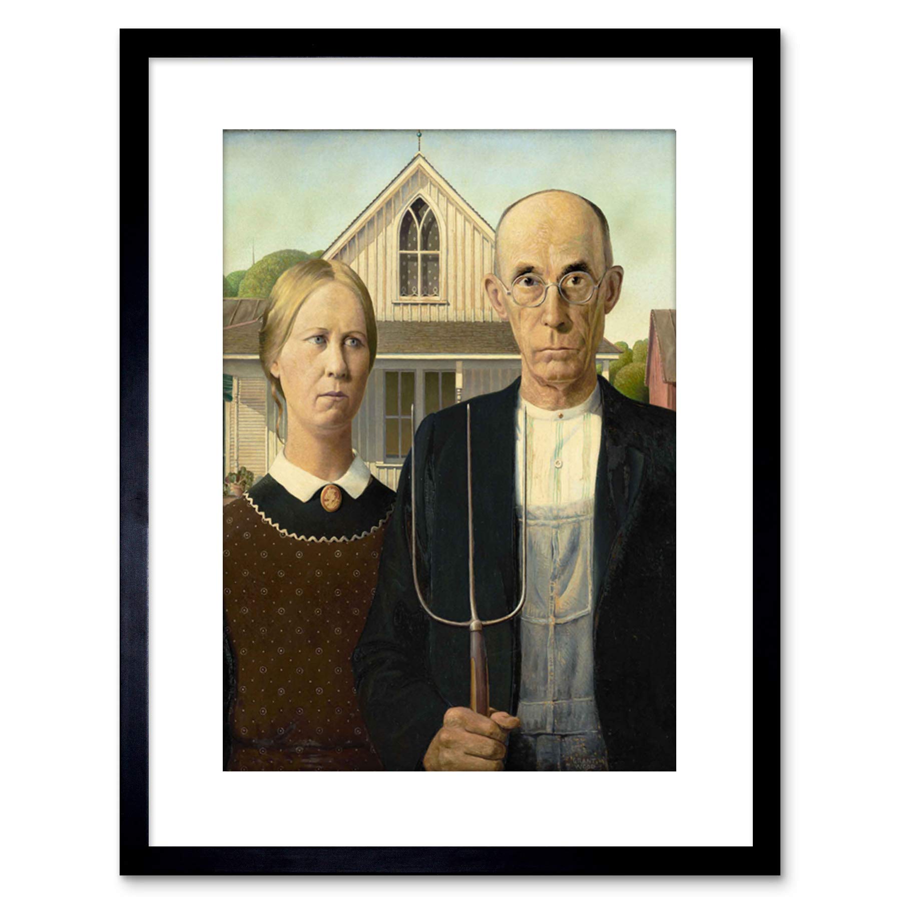 Wee Blue Coo Grant Wood American Gothic Framed Wall Art Print