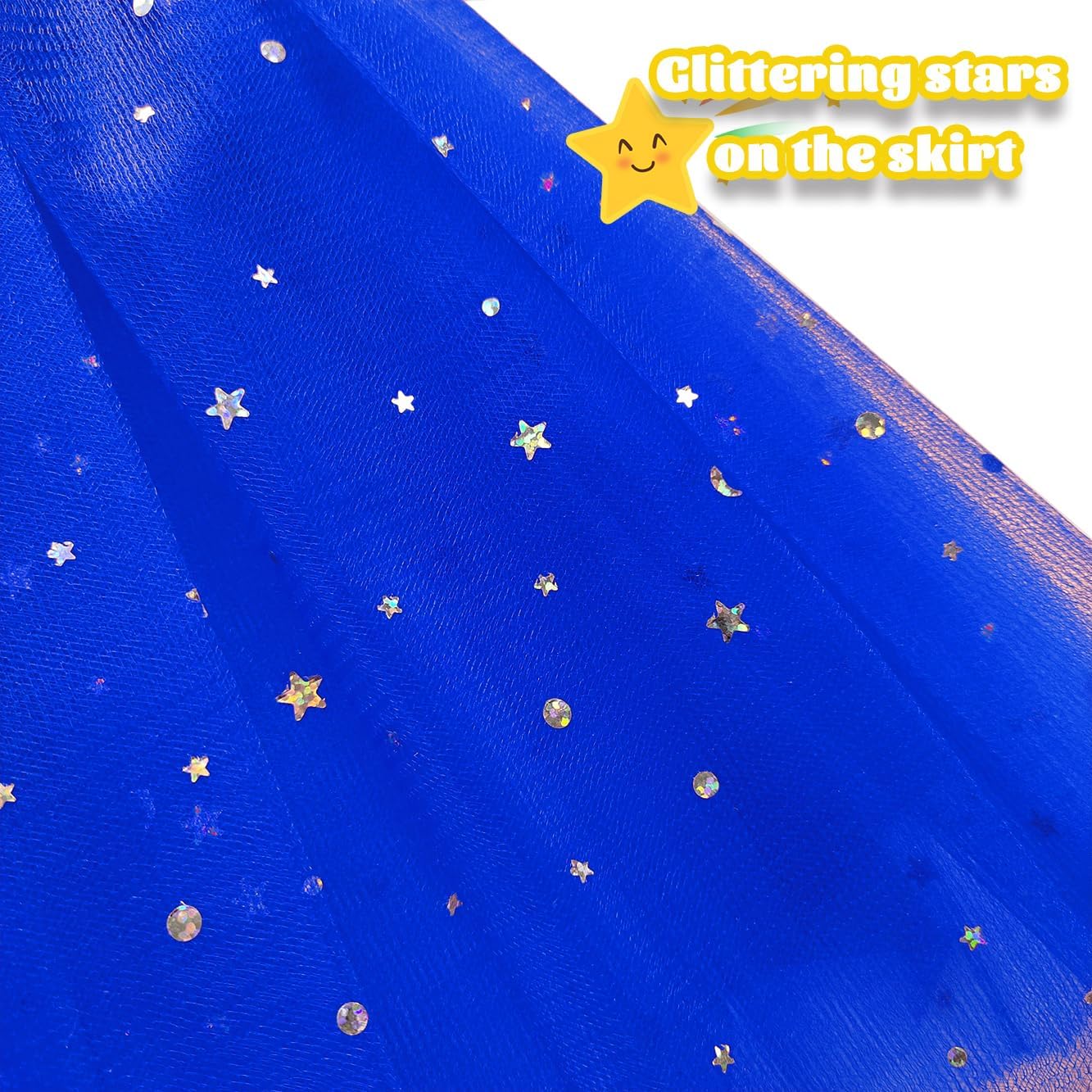 Little Girls Stars Sequins Tutu Skirt Princess Ballet Dance Dress for 0-6 Y Sparkle Elastic 3 Layered Tulle Tutu Skirt