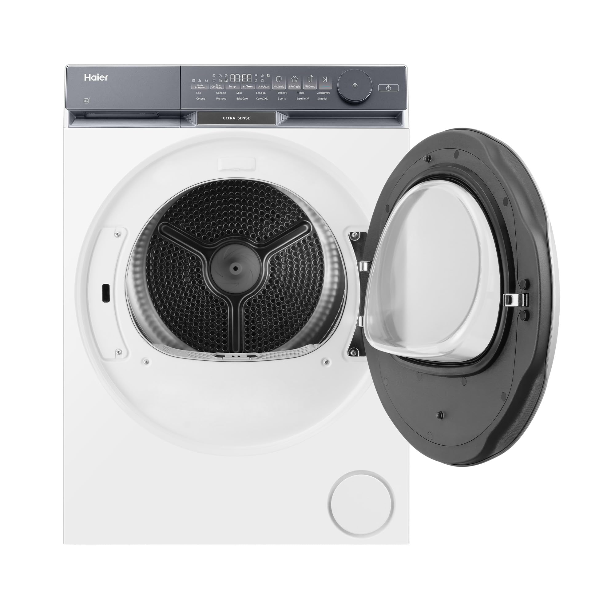 Haier X Serie 9 Asciugatrice 9 Kg a Pompa di Calore, Libera Installazione, Classe C, Ultra Sense 3D Tech, Ultra Reverse Drum, Wi-Fi e App hOn, Filtro 3in1, 84.5x59.5x68.4 cm, Bianca – HD90-CQ387U1-IT