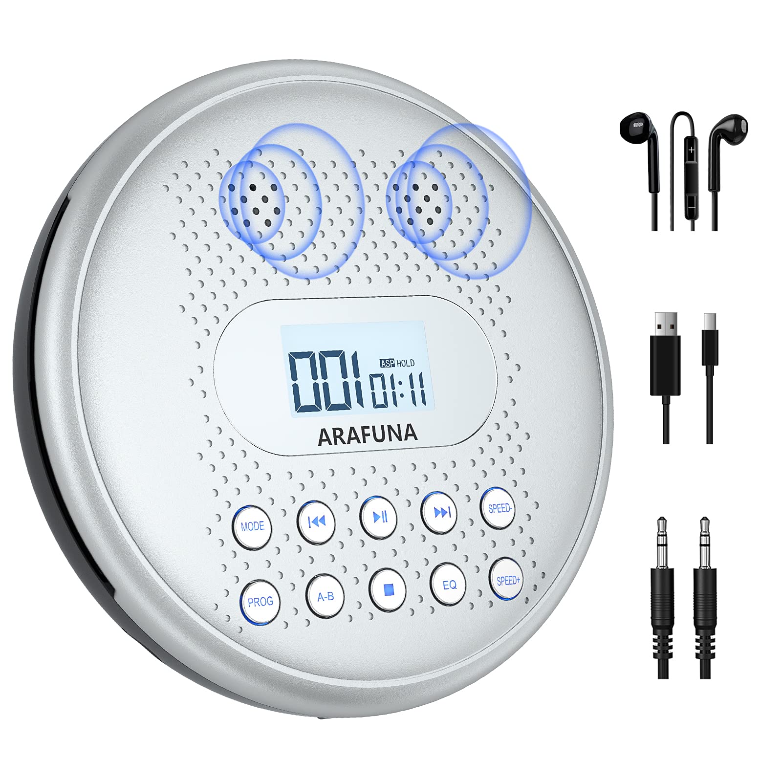 Buy Portable CD Player with Speakers, ARAFUNA Portable CD Player for