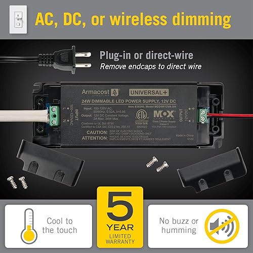Miniatura 5 de Armacost Lighting 830240 Controlador LED de atenuación de 24 vatios, 12 voltios DC Universal Plus AC Dimmable fuentes de alimentación