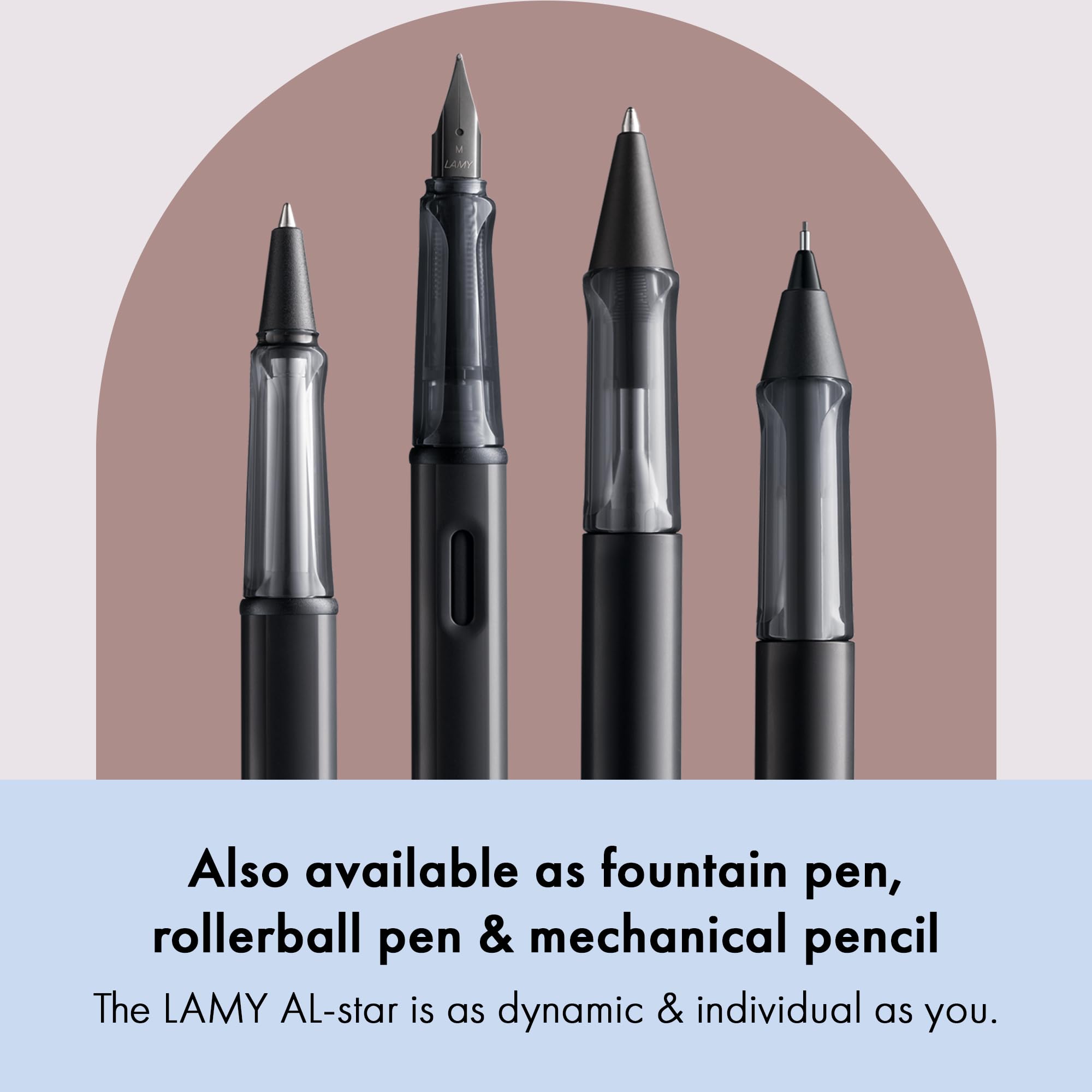 Lamy AL-star czarny - długopis z przezroczystym, ergonomicznym uchwytem i szerokością linii M - lekki aluminiowy korpus - z wkładem o dużej pojemności M 16 w kolorze czarnym