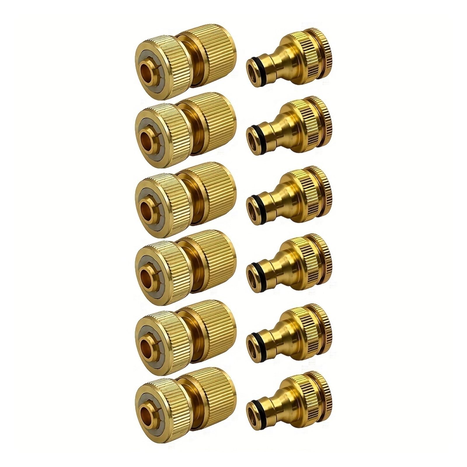 Ensemble de connecteurs de tuyaux en aluminium, norme européenne, raccord de robinet 1/2 et 3/4 pouces + connexion rapide 1/2 pouces (13-16mm), for tuyaux de jardin, 2/4/6 pièces(6Pcs)