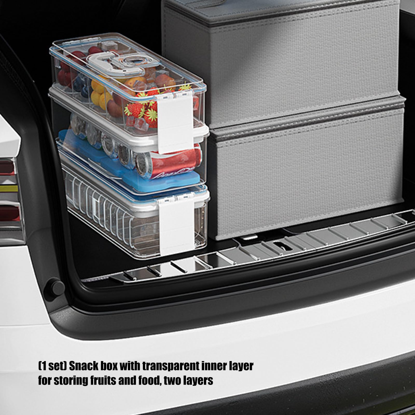 Juego de cajas de almacenamiento de alimentos para refrigerador del hogar con divisores transparentes, bolsa de transporte e insertos de enfriamiento para preparar almuerzo y clasificar la bolsa