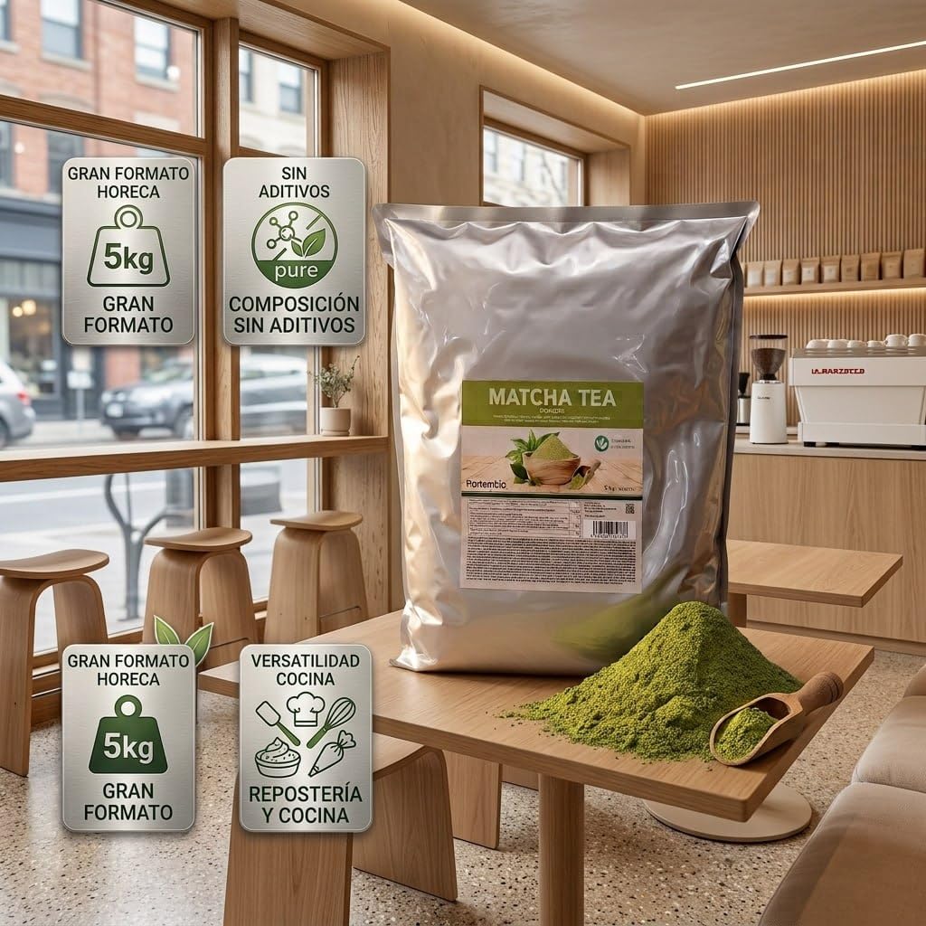 Nortembio Té Verde Matcha Polvo 5 kg Grado Culinario Hostelería, Repostería y Coctelería