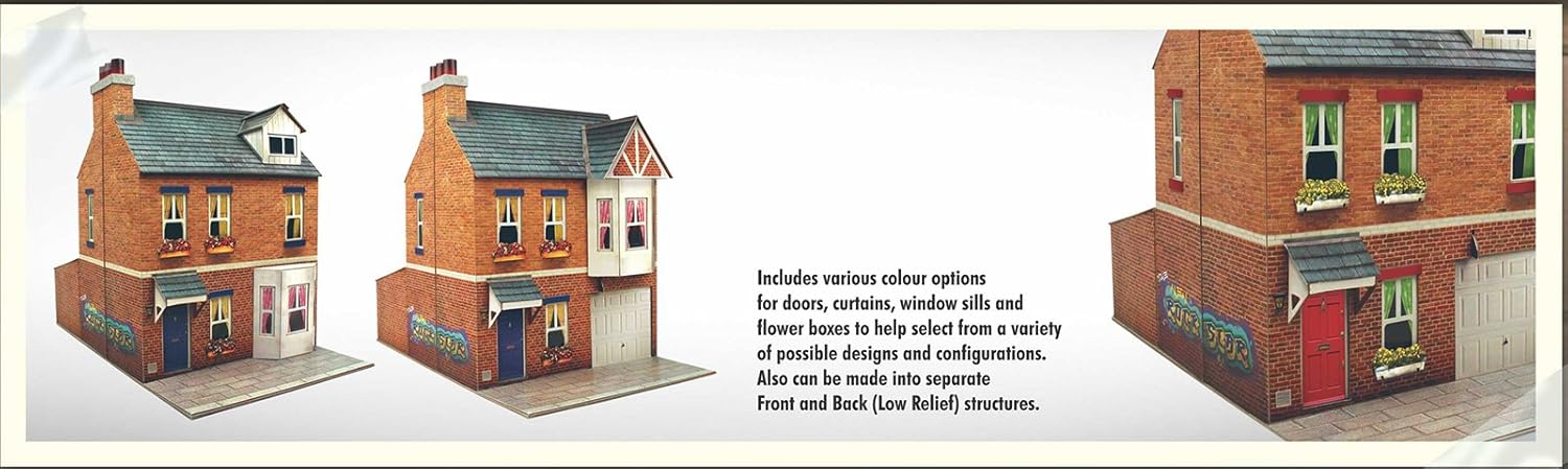 The CityBuilder Row House Cardboard Model Making Kit - O Scale Model Railroad Building