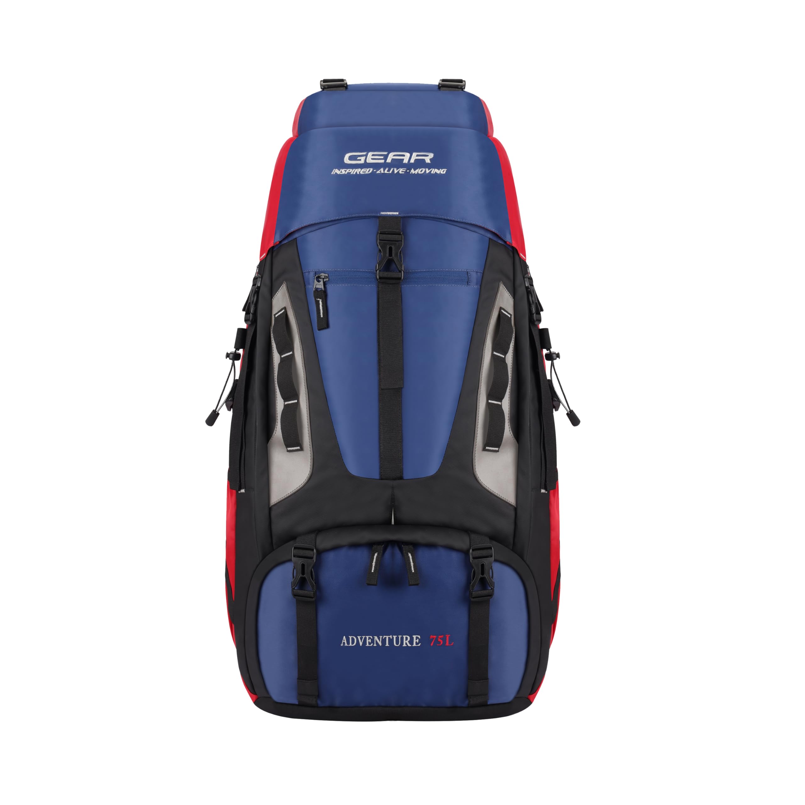 Adventure 75L Extra Large Water Resistant Rucksack/Travel bag/For Men & Women(Navy - Red)-image-18