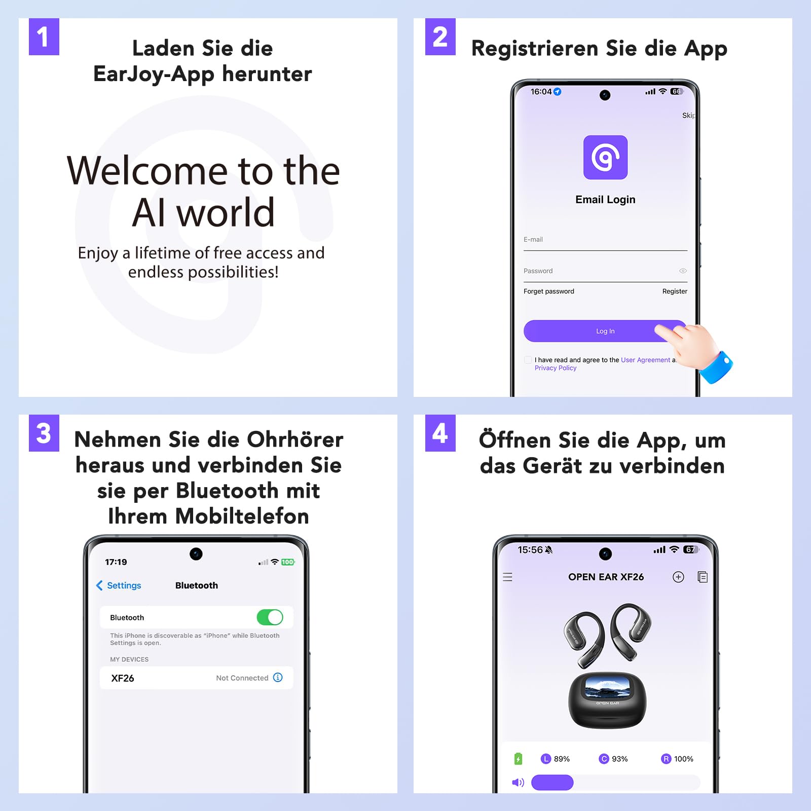 BEARTAIN 3-in-1 Übersetzungskopfhörer mit Echtzeitübersetzung, 150 Sprachen, Touchscreen, 60H Akku für iOS Android Reisen Geschäft