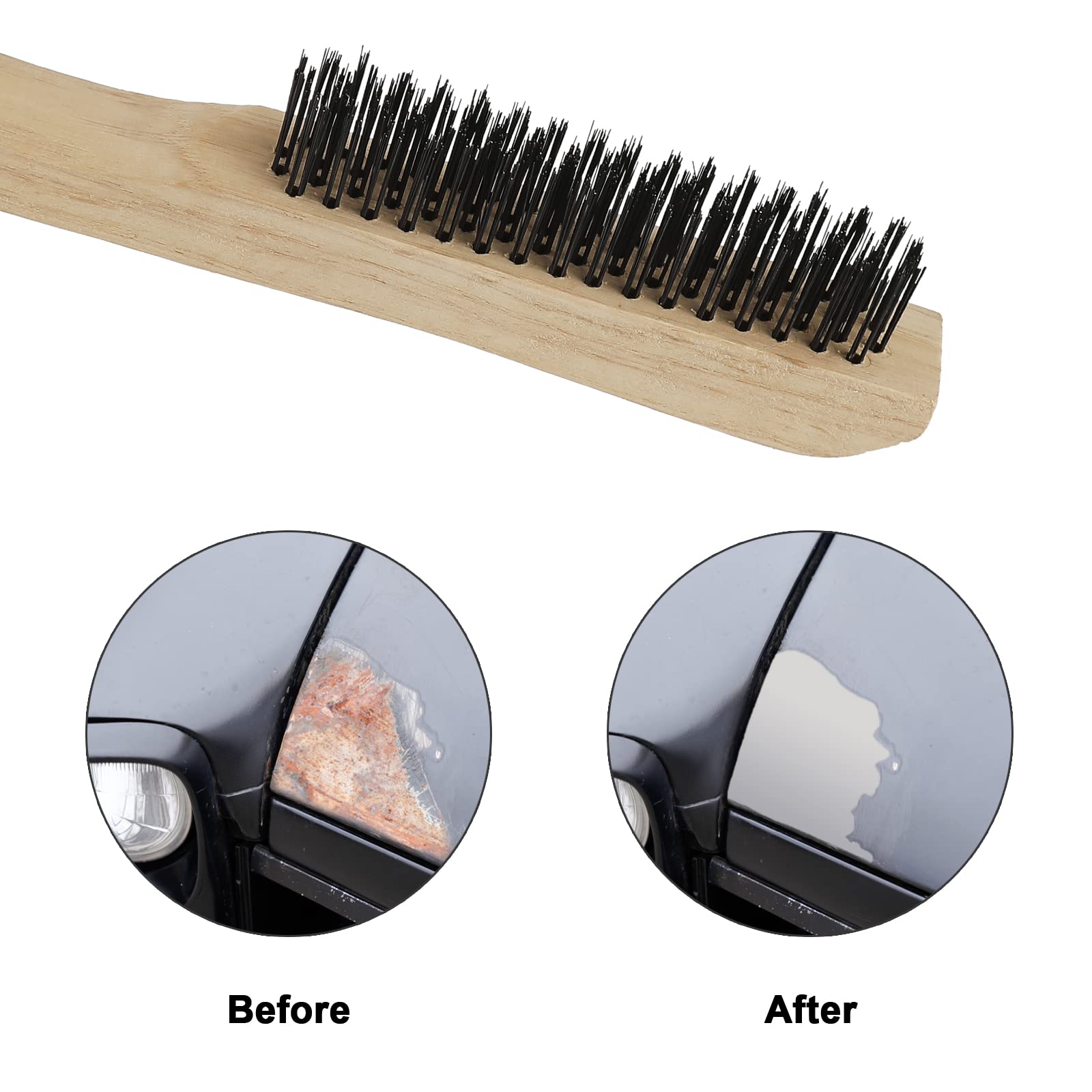 VASTOOLS Paquete de 12 cepillos de alambre para limpiar escoria de soldadura, óxido y polvo. Cepillo de alambre de acero al carbono resistente de 10 pulgadas para rascar