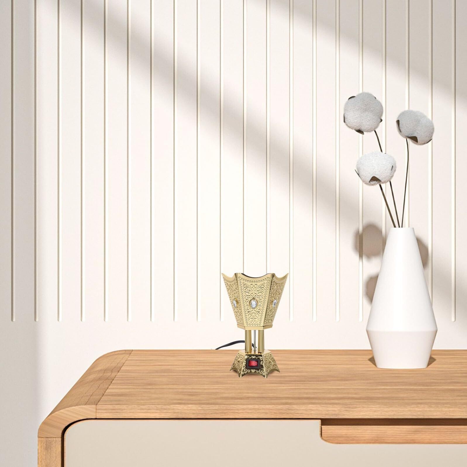 Quemador de Incienso eléctrico – Incensario de Metal – Soporte eléctrico para Bakhoor – para hogar, Oficina, Dormitorio y salón – Aromaterapia y Uso Decorativo