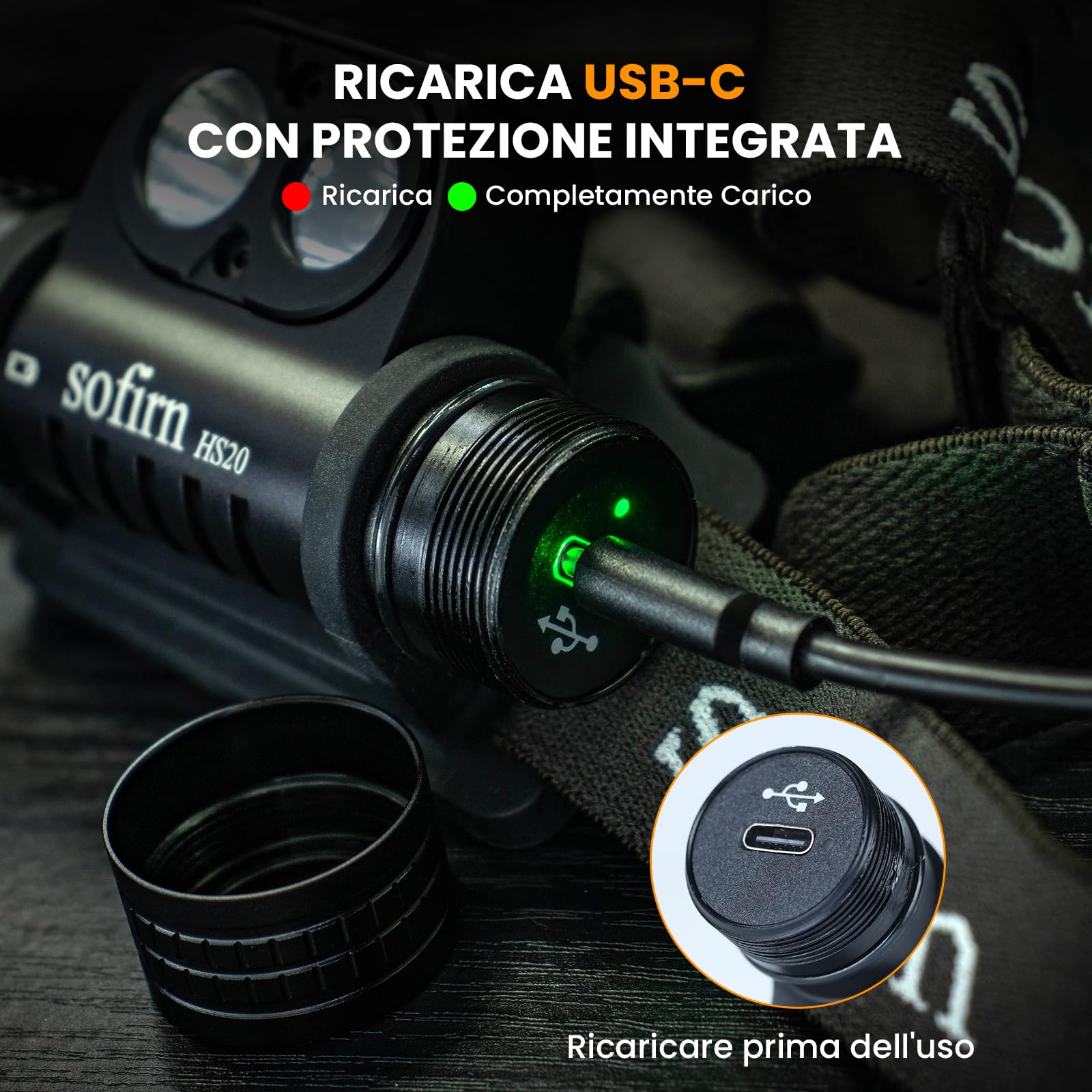 Sofirn HS20 Torcia Frontale LED Ricaricabile 2700 Lumen, Doppio LED, Batteria 3000 mAh, IPX8, 5 Modalità di Illuminazione,Fascio Concentrato e Diffuso per Campeggio, Escursionismo, Pesca e Lavori
