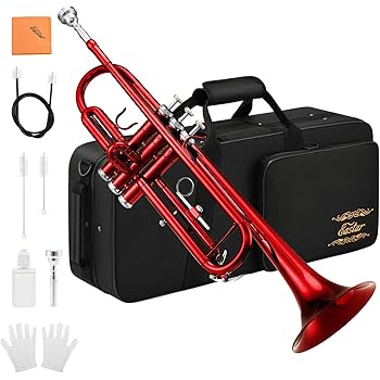 Amazon Com Eastar Standard Bb Red Trumpet Set For Student Beginner Brass Instrument With Hard Case Gloves 7 C Mouthpiece Valve Oil And Trumpet Cleaning Kit Etr 380r Red Musical Instruments