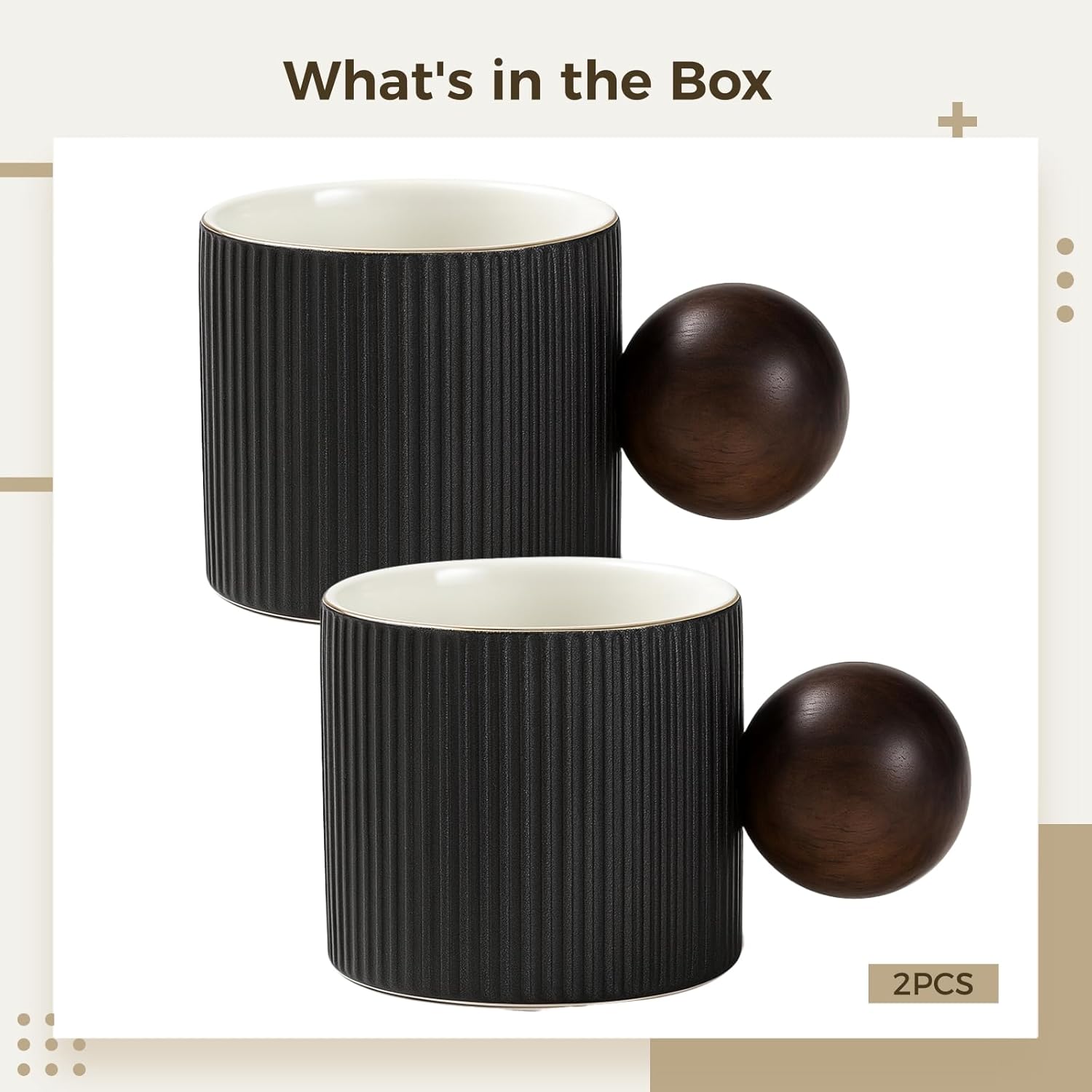 Varku 2 Pcs Demitasse Cups, Ceramic Espresso Cups with Textured Surface & Ball Handles, Small Heat-Resistant Coffee Cups for Espresso Machine, Ideal for Coffee Lovers - Image 5