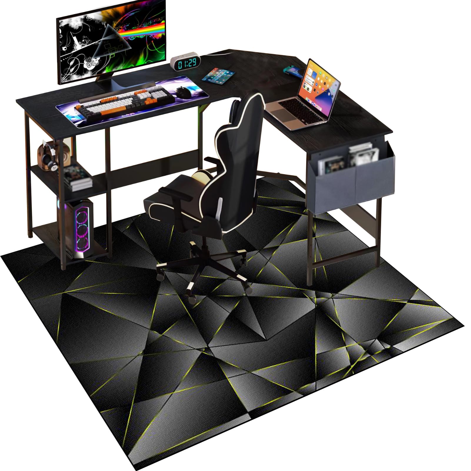 Alfombras Gaming Oficina Suelo, Alfombrilla para Silla de Gaming, Alfombra Silla Ruedas, Alfombrilla Protectora Silla de Oficina, 150 x 180 cm Protector Suelo Silla Ruedas para parqué y Suelos Duros