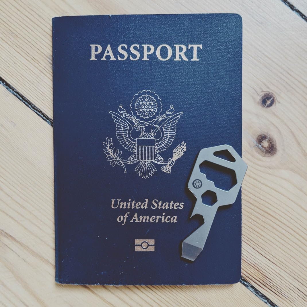 TitanKey – 8-in-1 Titanium Multitool Keychain Tool – Grade 5 Titanium – TSA Friendly EDC – Bottle Opener, Screwdriver, Wrenches, Pry Tool (Black)