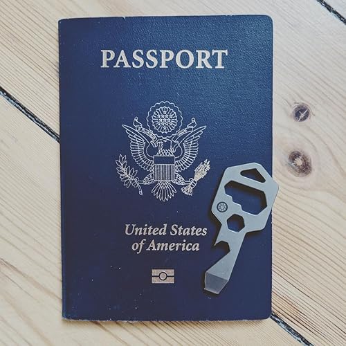 Miniatura 6 de CLOSS - Llavero multiherramienta de titanio 8 en 1, abridor de botellas, destornillador y llave (2, negro)