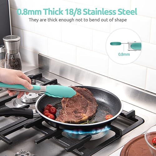 Miniatura 5 de Pinzas de cocina resistentes al calor de 600F pinza de cocina de silicona U-Taste de 9 pulgadas con puntas de goma antiadherentes selladas firmes y