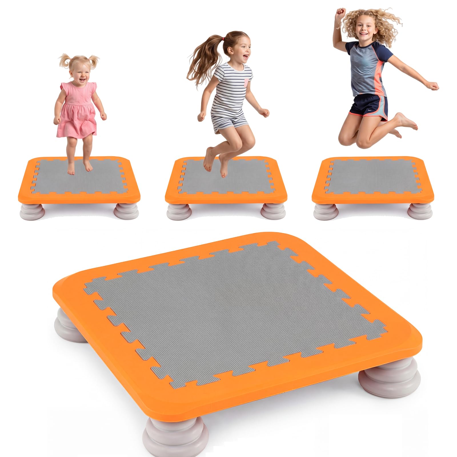 SPOTRAVEL Kids Mini Trampoline, 65cm Sensory Bouncing Board (Orange)